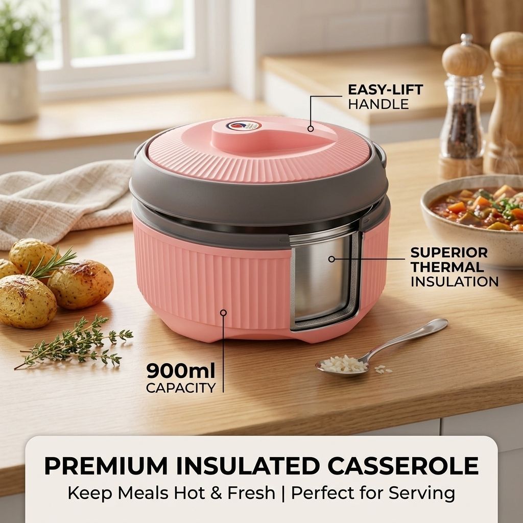 900ml Pink Thermal Casserole with Twist-Lock Lid Thermoware Casserole-image-6