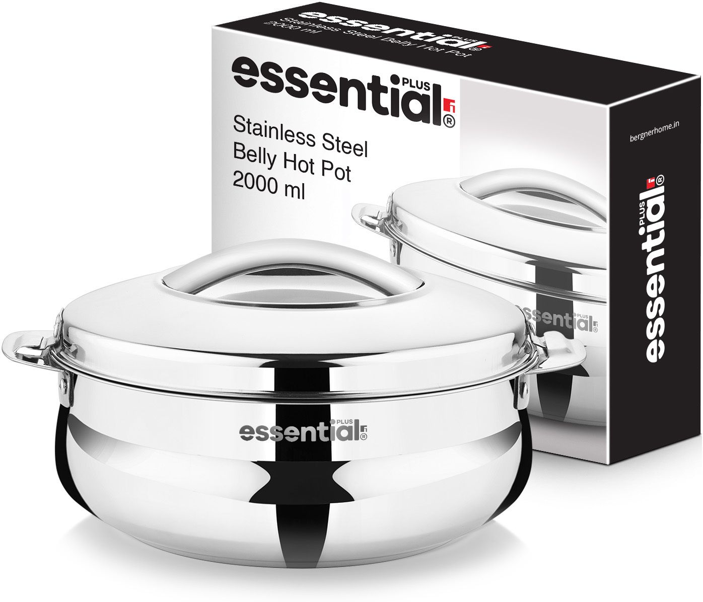 Essential Plus Stainless Steel Belly Shape Hot Pot 2000ml, Double Wall, Serve Casserole-image-17