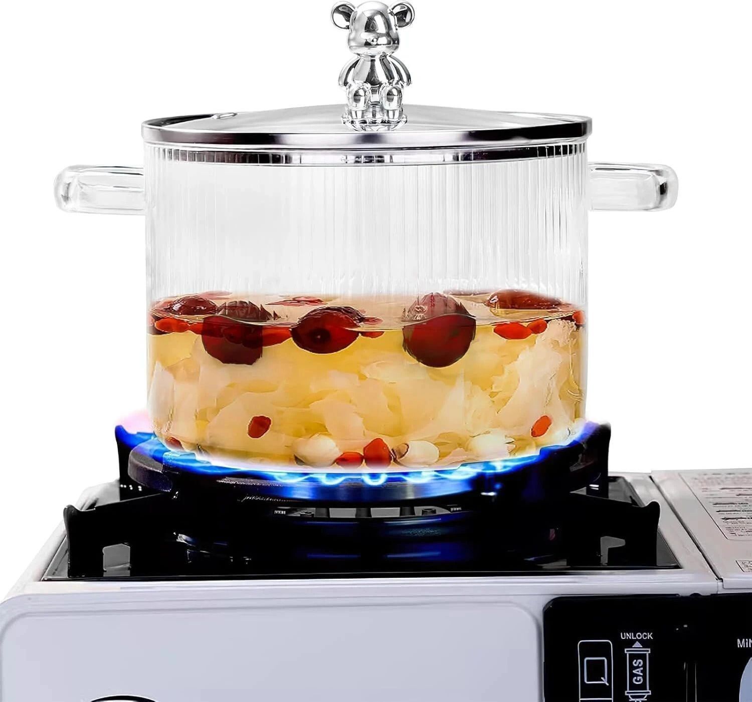goodhomes 1600 ML Glass Serving Bowl with Lid Oven Microwave Safe Casserole Cook and Serve Casserole-picture-22