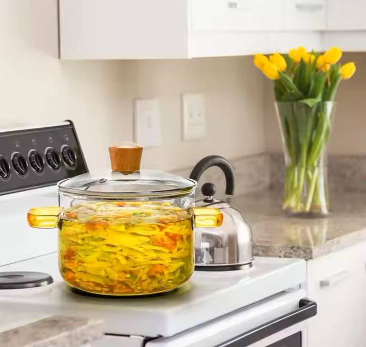 Stovetop Cooking Pot,Heat Resistant Serveware Mixing Pot,Glass Serving Bowl Cook and Serve Casserole-image-45