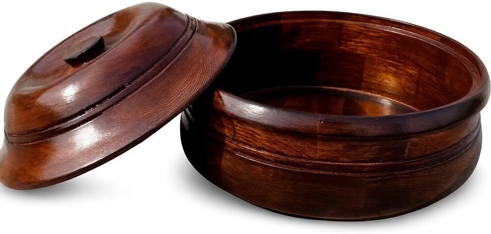 Wooden Casserole Chapati Roti Box Serving Hot Pot with Lid Serve Casserole-image-25