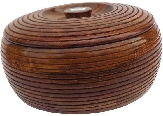 Wooden Casserole Chapati Roti Box Serving Hot Pot with Lid Stainless Steel MANGO Serve Casserole-image-31