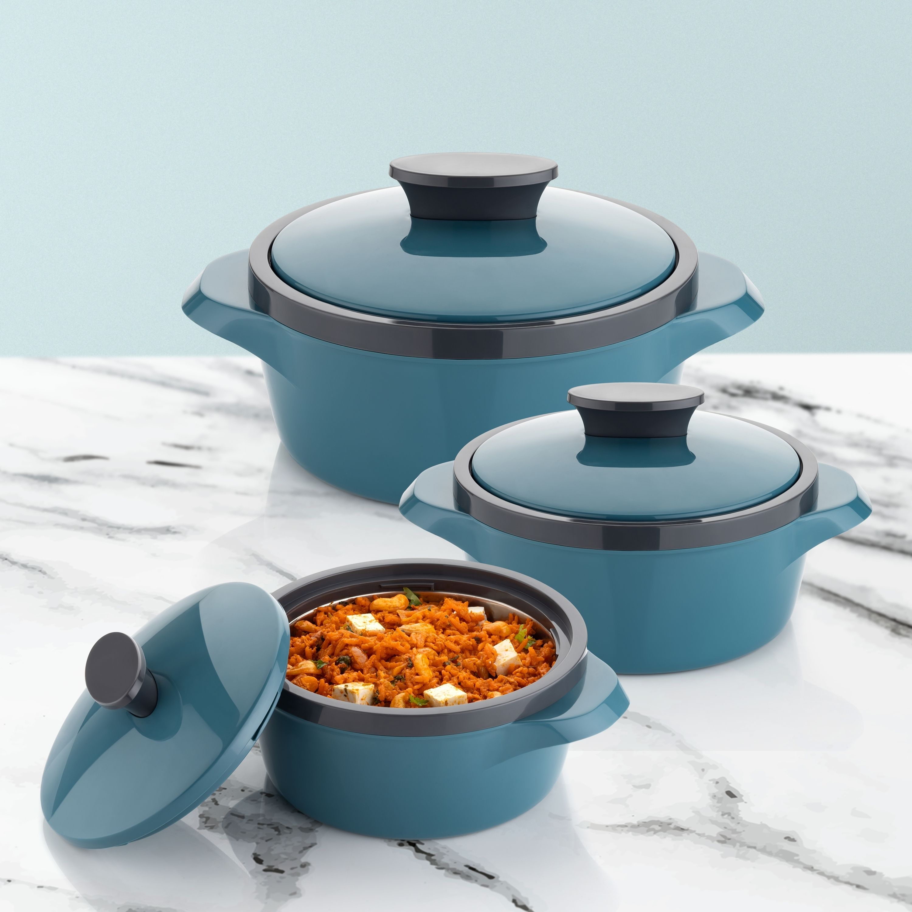 altosa NEW CASSEROLE SET COMES WITH 3 DIFFERENT CAPACITY FOR EVERYDAY USE AT HOME Pack of 3 Thermoware Casserole Set-picture-13