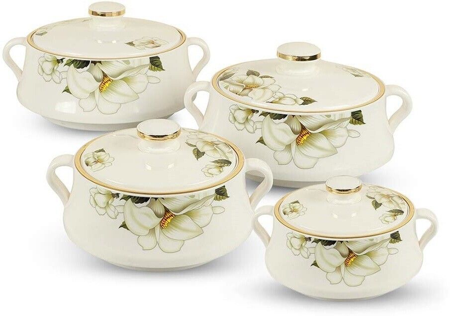 Lorenzo Insulated Casserole | Stainless Steel Inner | Food Grade | White Pack of 4 Serve Casserole-image-8