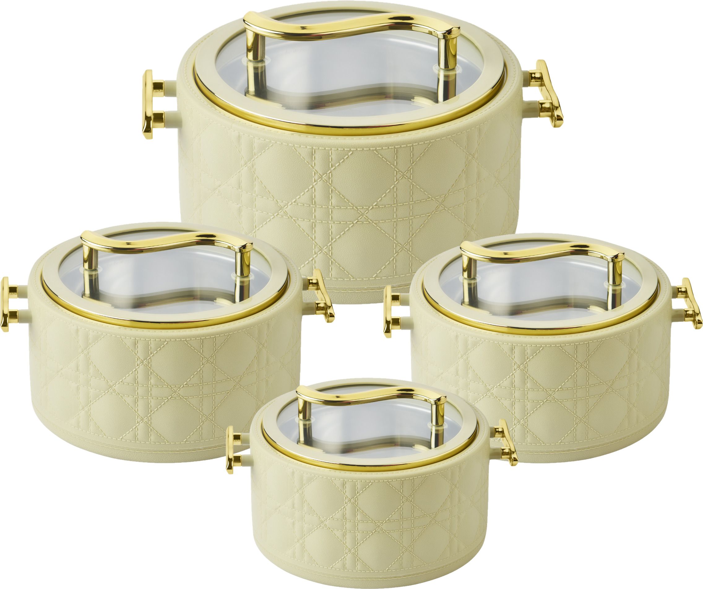 Luxury Insulated Hot Pot Casserole with Gold-Plated Handle & Glass Lid Pack of 4 Serve Casserole Set-image-5
