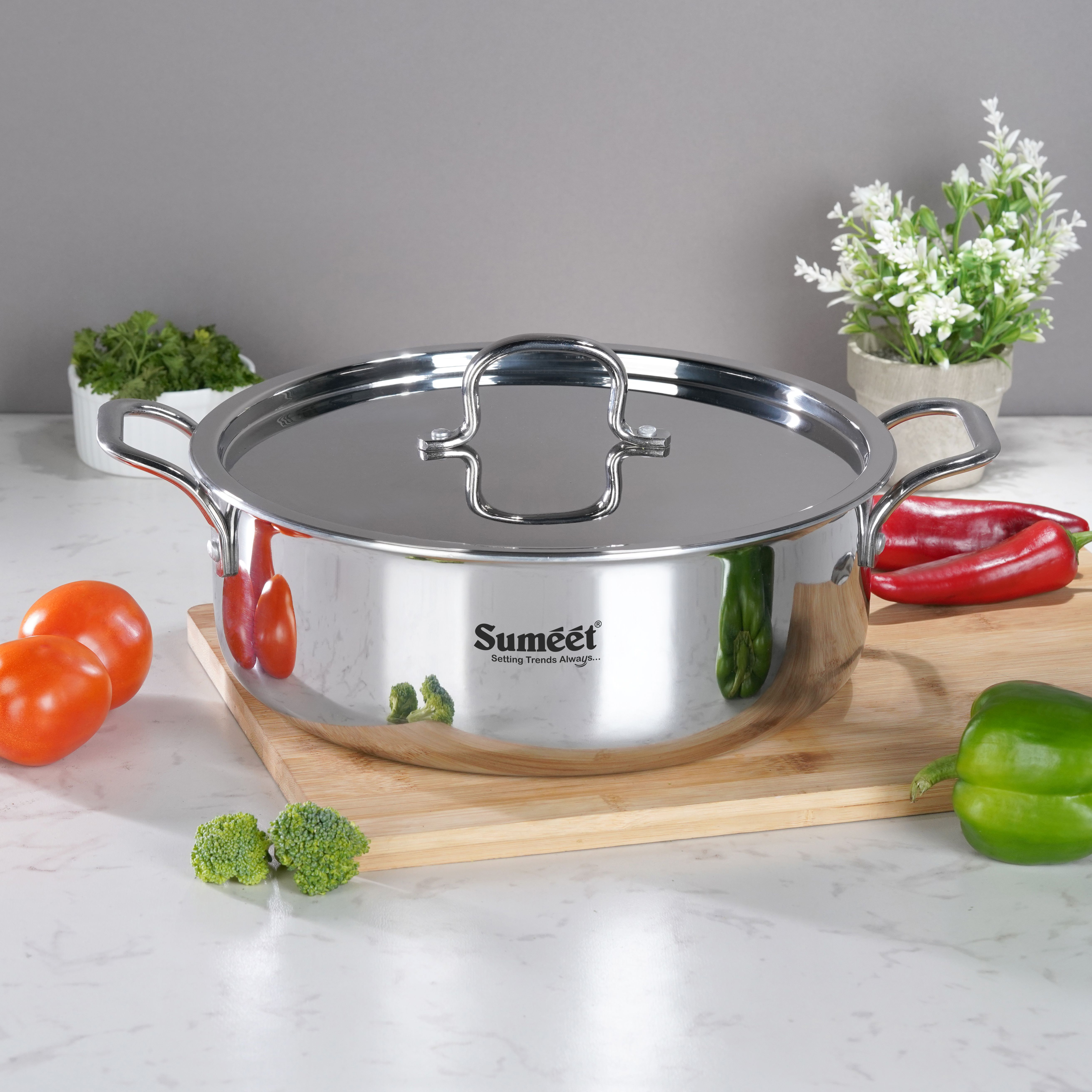 Smart TriPly Steel-Aluminum-Steel Casserole Stock Pot With S.SLid-4.35L Cook and Serve Casserole-image-20