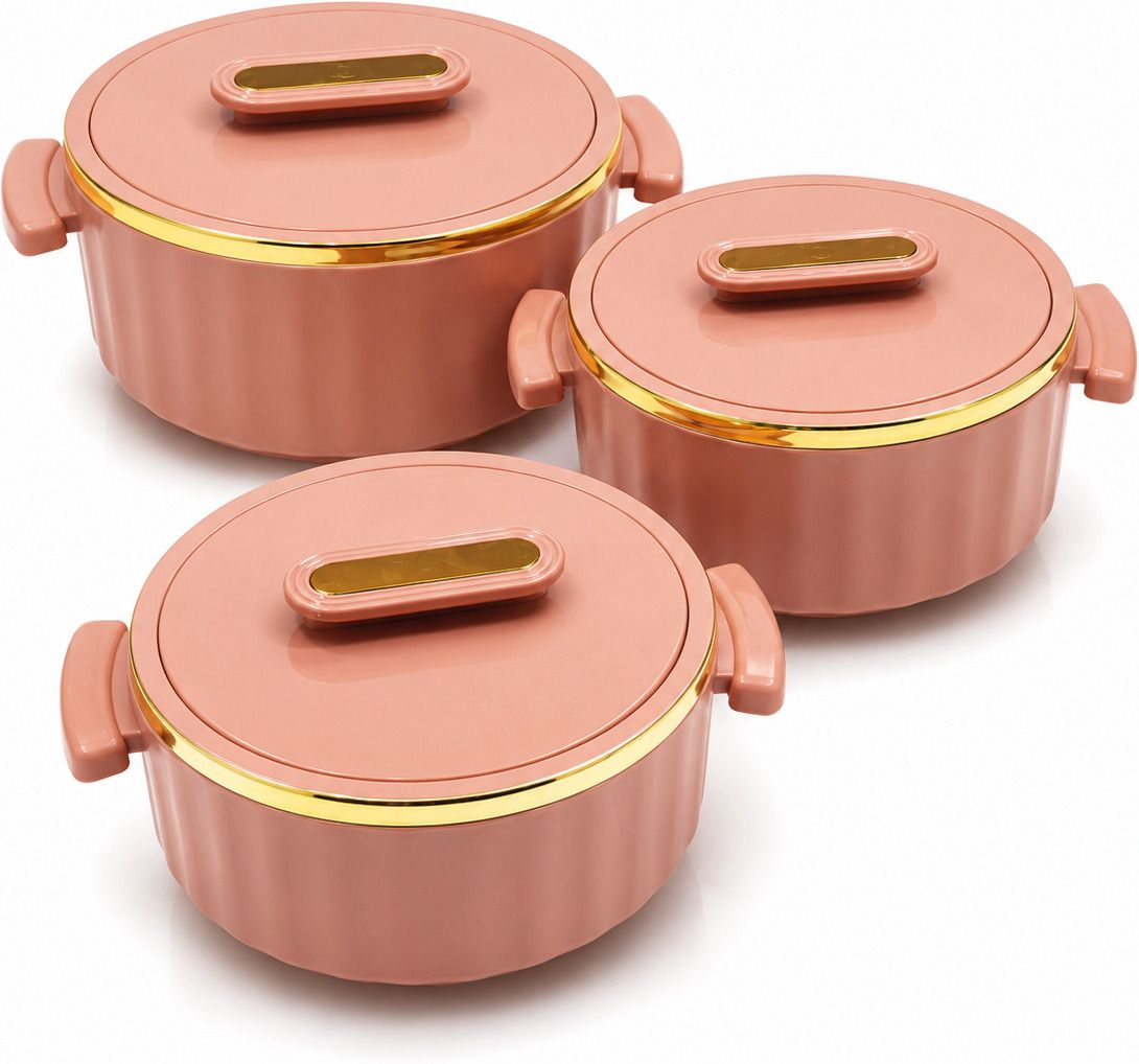 mds Royal Rose Gold Insulated Casserole Set Pack of 3 Serve Casserole Set-picture-1