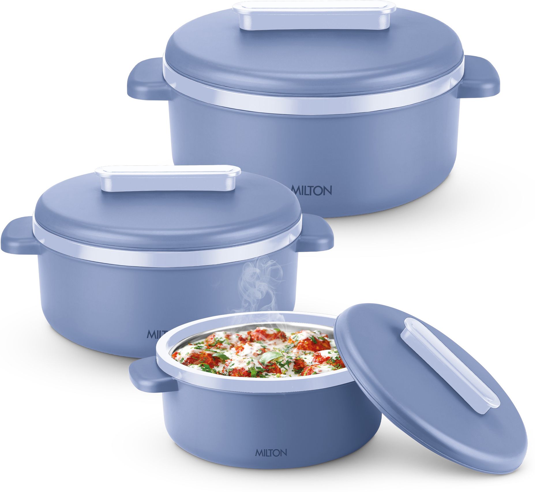 milton Micronova Jr. Gift Set Inner Steel Casserole, Gift Set (380 ml, 775 ml, 1345 ml) Pack of 3 Serve Casserole Set-picture-48