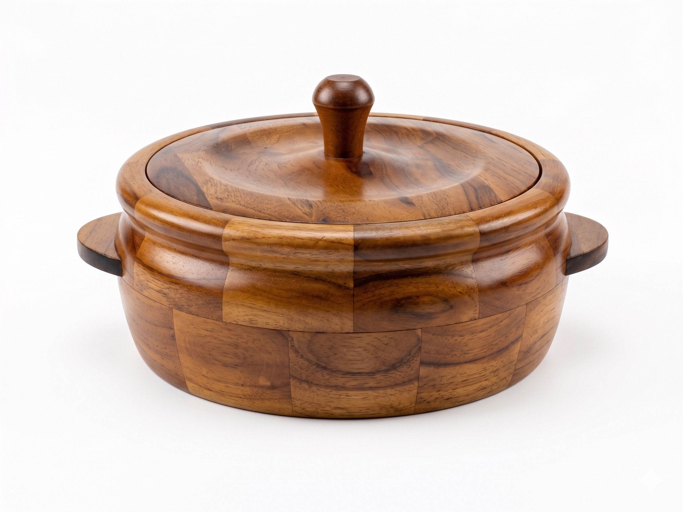 Premium Teakwood Wooden Casserole 2.5L for Roti Chapati with Lid Brown Serve Casserole-image-29