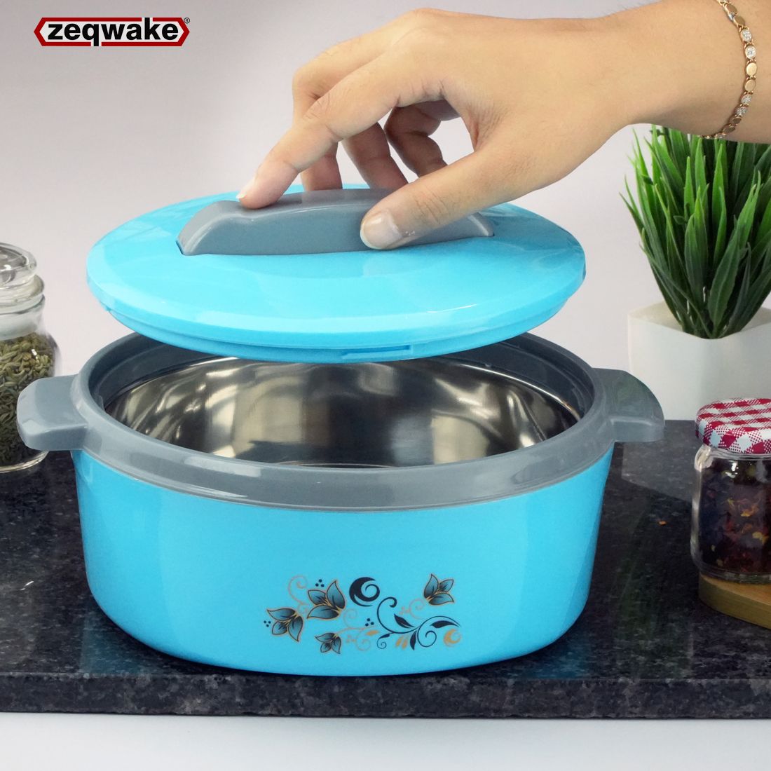 Casserole Insulated Inner Stainless Steel Hot Pot-Blue Color 1500 ML Thermoware Casserole-image-28