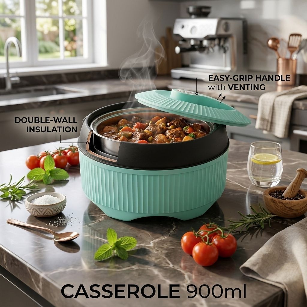 900ml Insulated Casserole Light Blue for Serving Hot Meals Thermoware Casserole-image-29