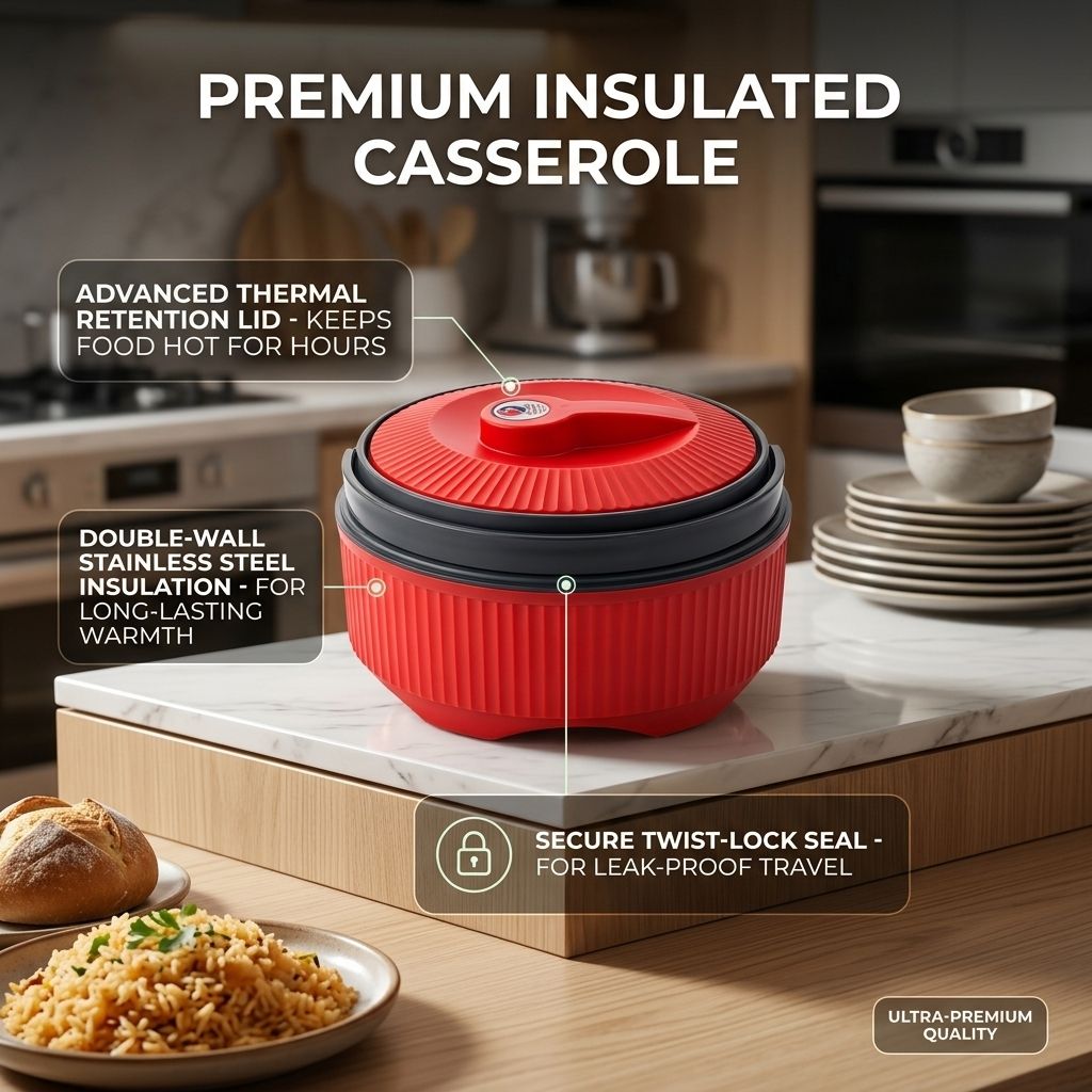 900ml Heat Retention Casserole in Red Finish Thermoware Casserole-image-40