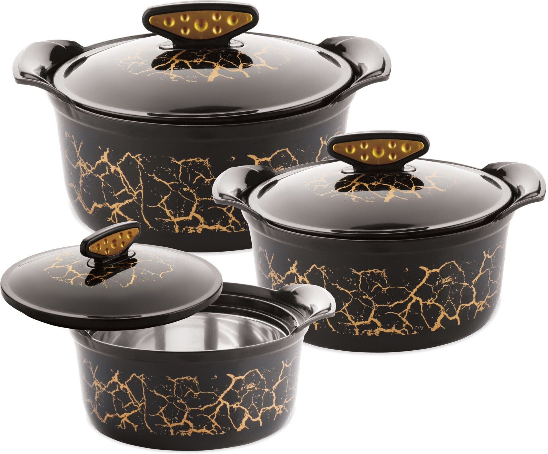 Akoya Classic Insulated Inner Stainless Steel Chapati/Biryani/Vegitable Serving Pack of 3 Thermoware Casserole Set