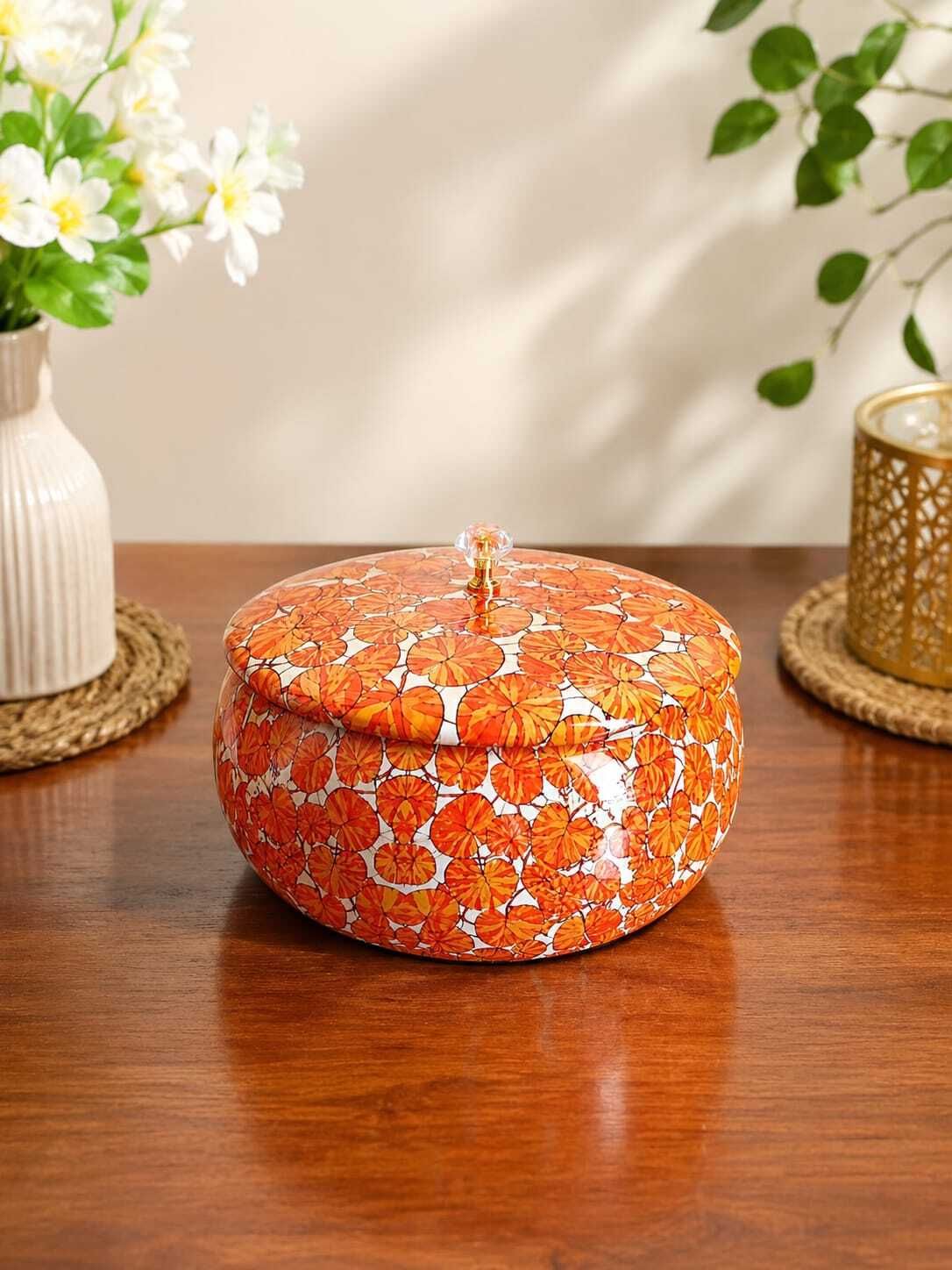 DA AURA ORANGE WOODEN ROTI BOX Serve Casserole-image-32