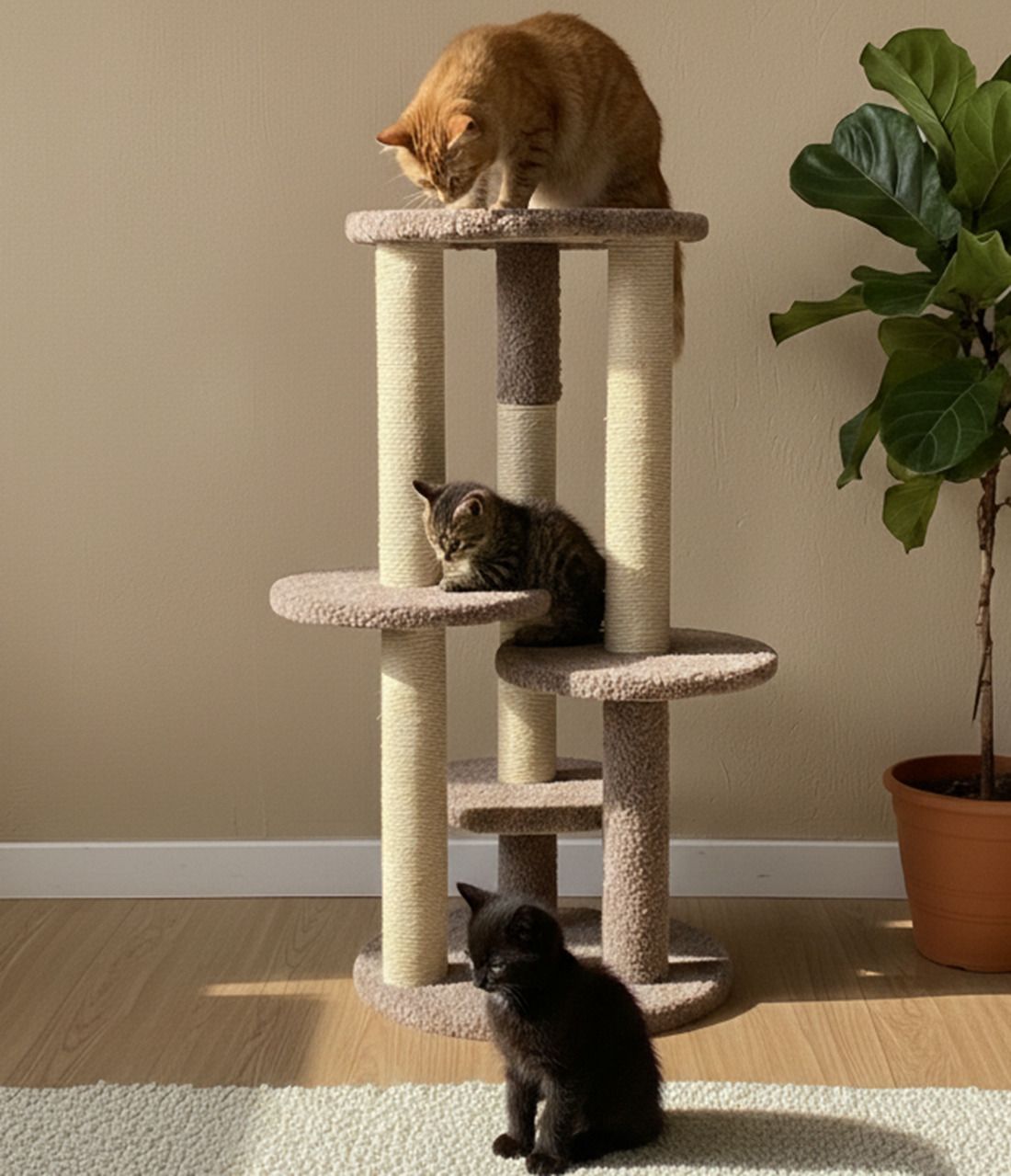 wudyhome Premium Cat Tree with Sisal Scratching Post | Cat-83-Brown Free Standing Cat Tree-picture-15