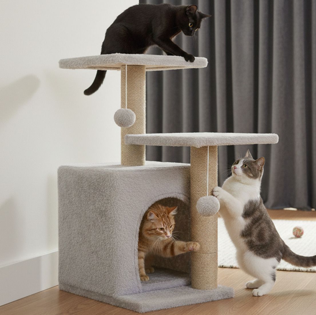 Cat-02-Grey Free Standing Cat Tree-image-1