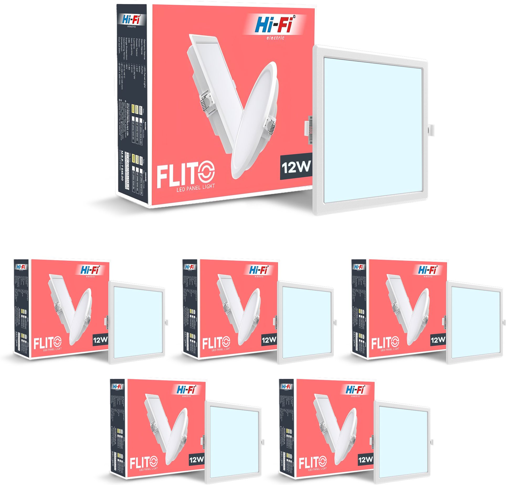 hi-fi FLITO 12 Watt Panel Light Square With Inbuild Driver ( 6500k ) ( Cool White ) Surface Ceiling Light Ceiling Lamp-picture-16