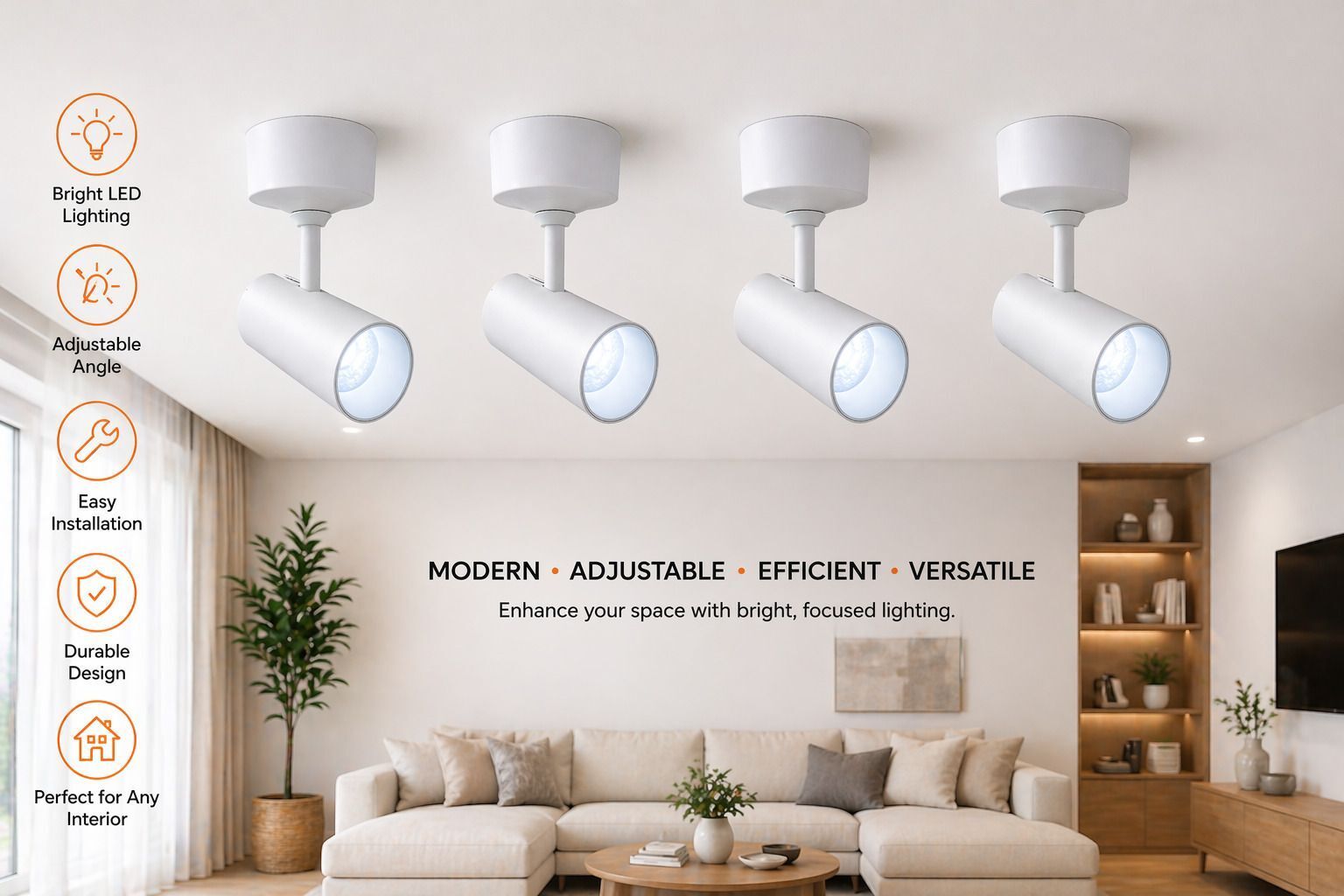 hbx LED Wall/Ceiling Adjustable Spot Light (10 Watt) Focus Down Light, COOL WHITE, 4 Spot Light Ceiling Lamp-picture-15