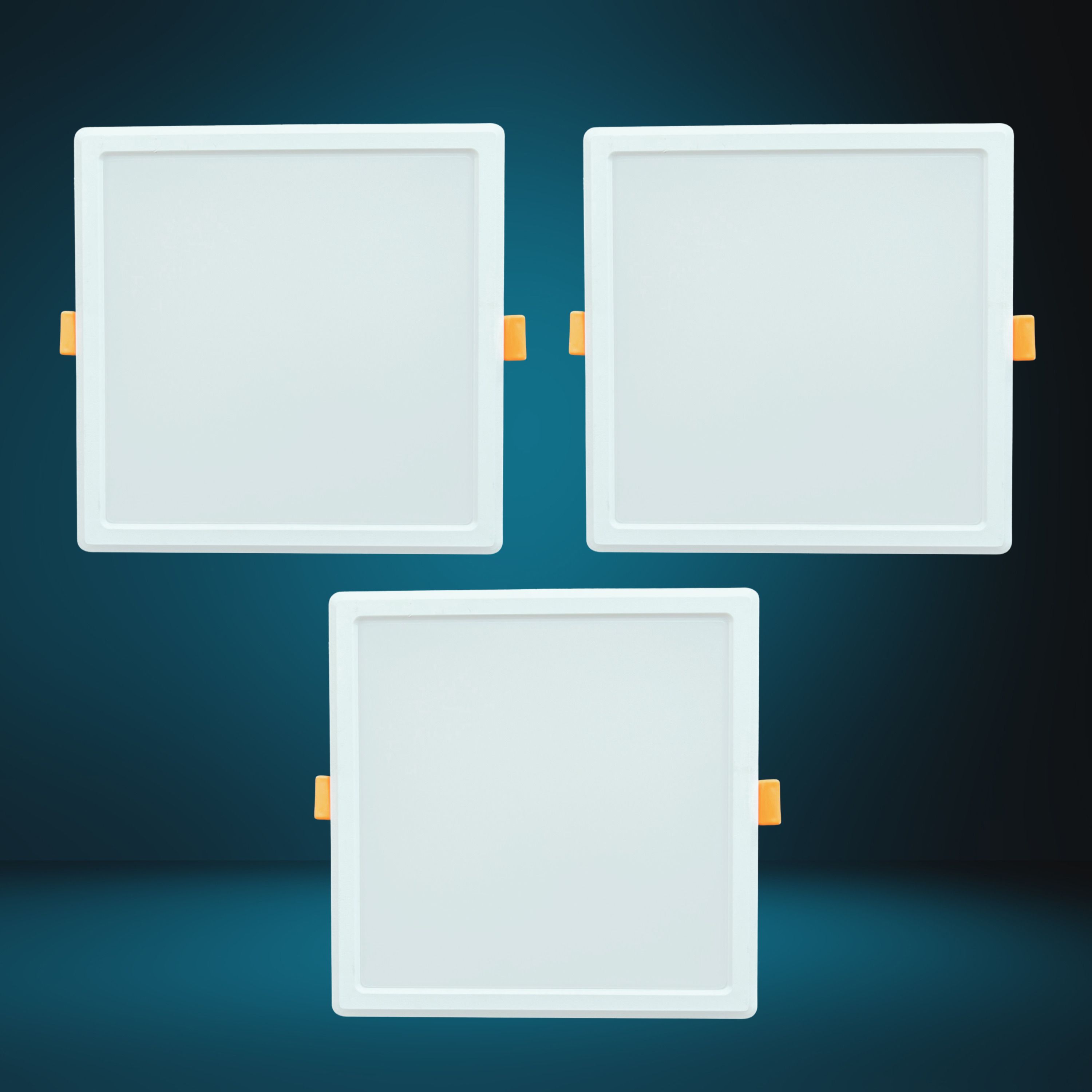 15-Watt Slim Square LED Panel/Ceiling Light (Cool White, Pack of 3) Recessed Ceiling Lamp