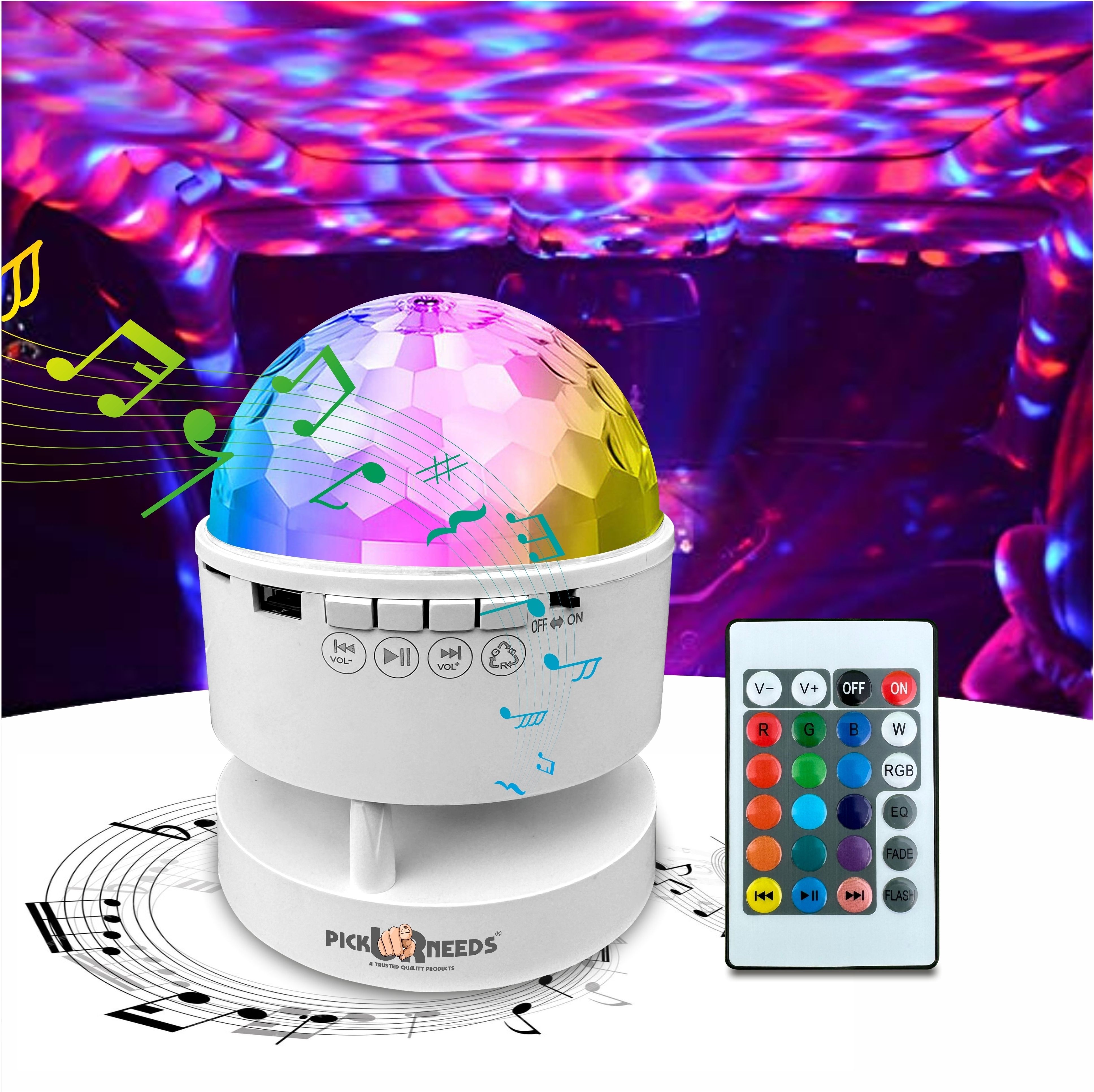 Pick Ur Needs Night Lamp Bluetooth Music Player Speaker 7 RGB 14 Light Mode 18 W Bluetooth Party Speaker-image-47