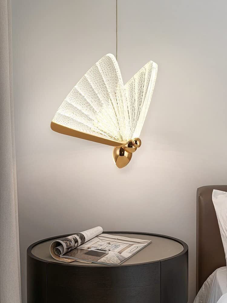 LED Butterfly Bedside Hanging Pendant Ceiling Lamp- Warm White, Gold Pendants Ceiling Lamp-image-47