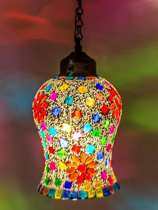 Handcrafted mosaic decorated glass hanging light Pendants Ceiling Lamp Chandelier Ceiling Lamp