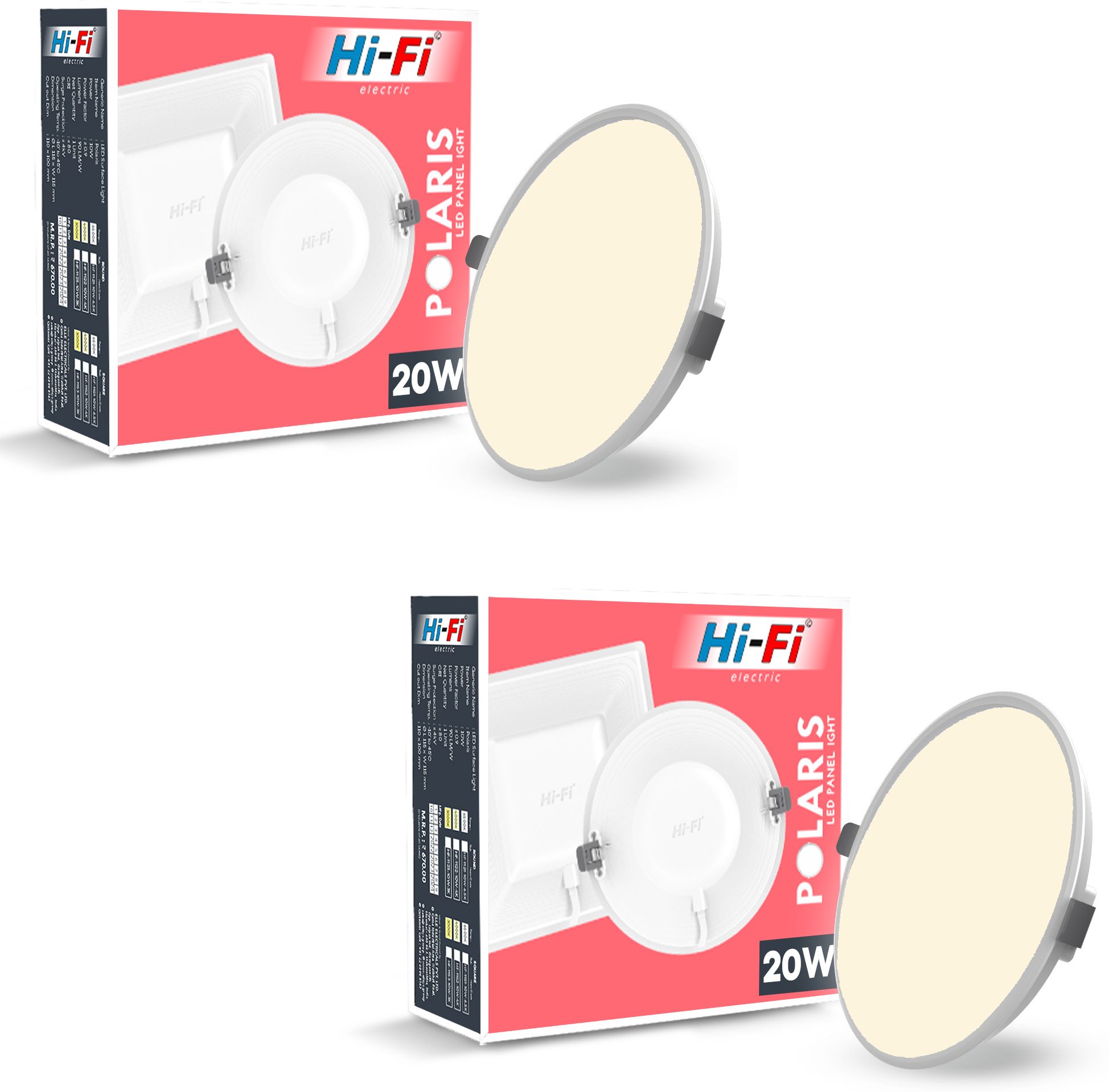 hi-fi 20 Watt Panel Light With Inbuild Driver ( Warm White ) Surface Ceiling Light Ceiling Lamp-picture-45