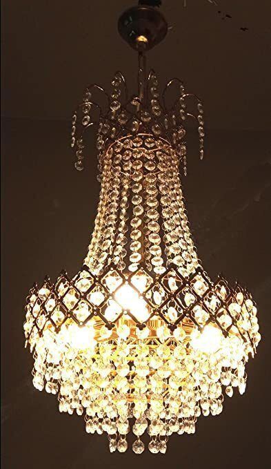 Crystal Gold polish metal 300mm chandelier hanging ceiling pendant jhoomer Chandelier Ceiling Lamp-image-25