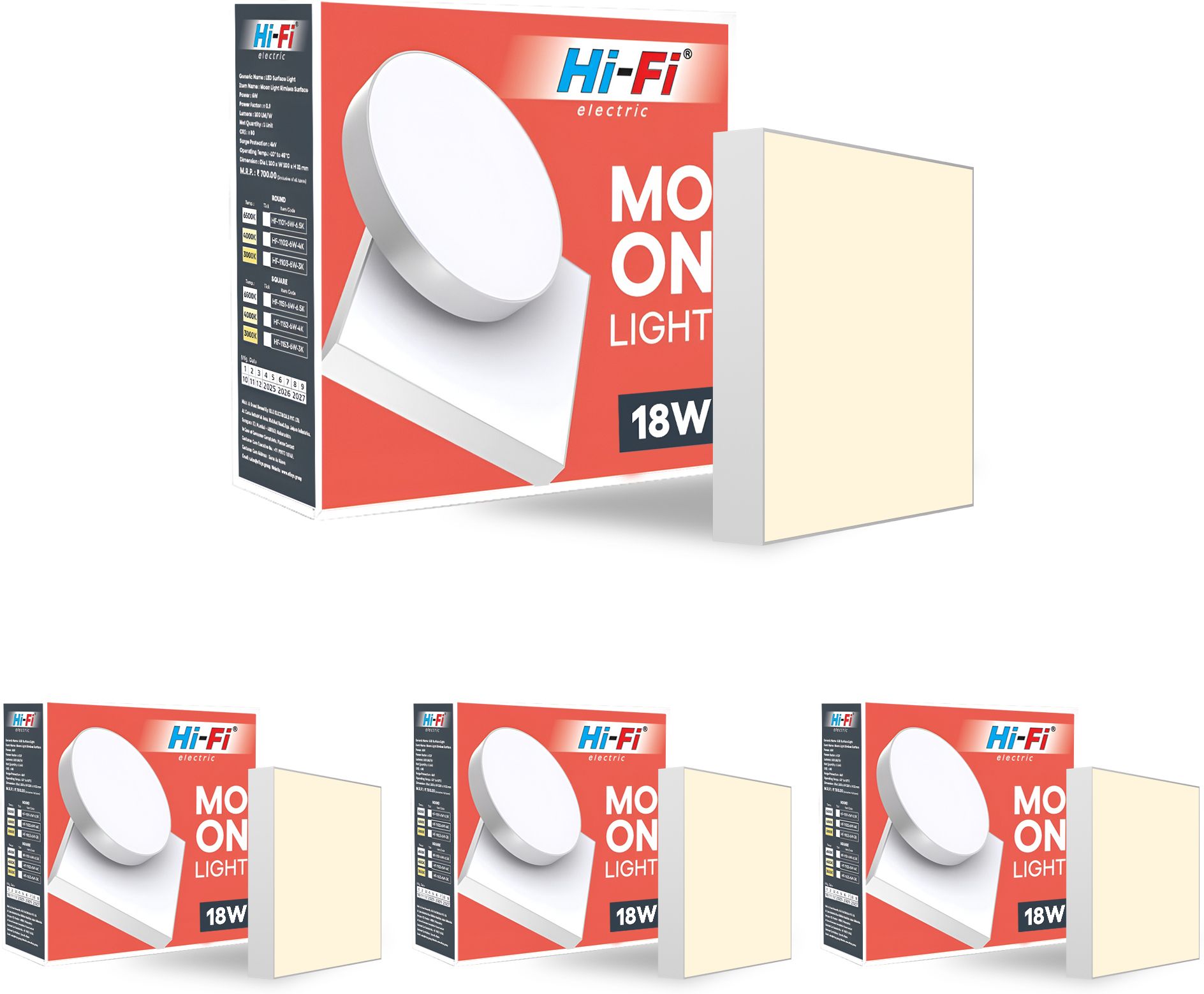 Moonlight 18W Rimless LED Surface Panel Square Light|1800 Lumen|Warm White Light Ceiling Light Ceiling Lamp-image-45