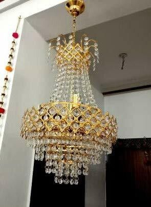 crystal gold polish metal 300 mm chandelier hanging ceiling pendant jhoomer Chandelier Ceiling Lamp-image-45