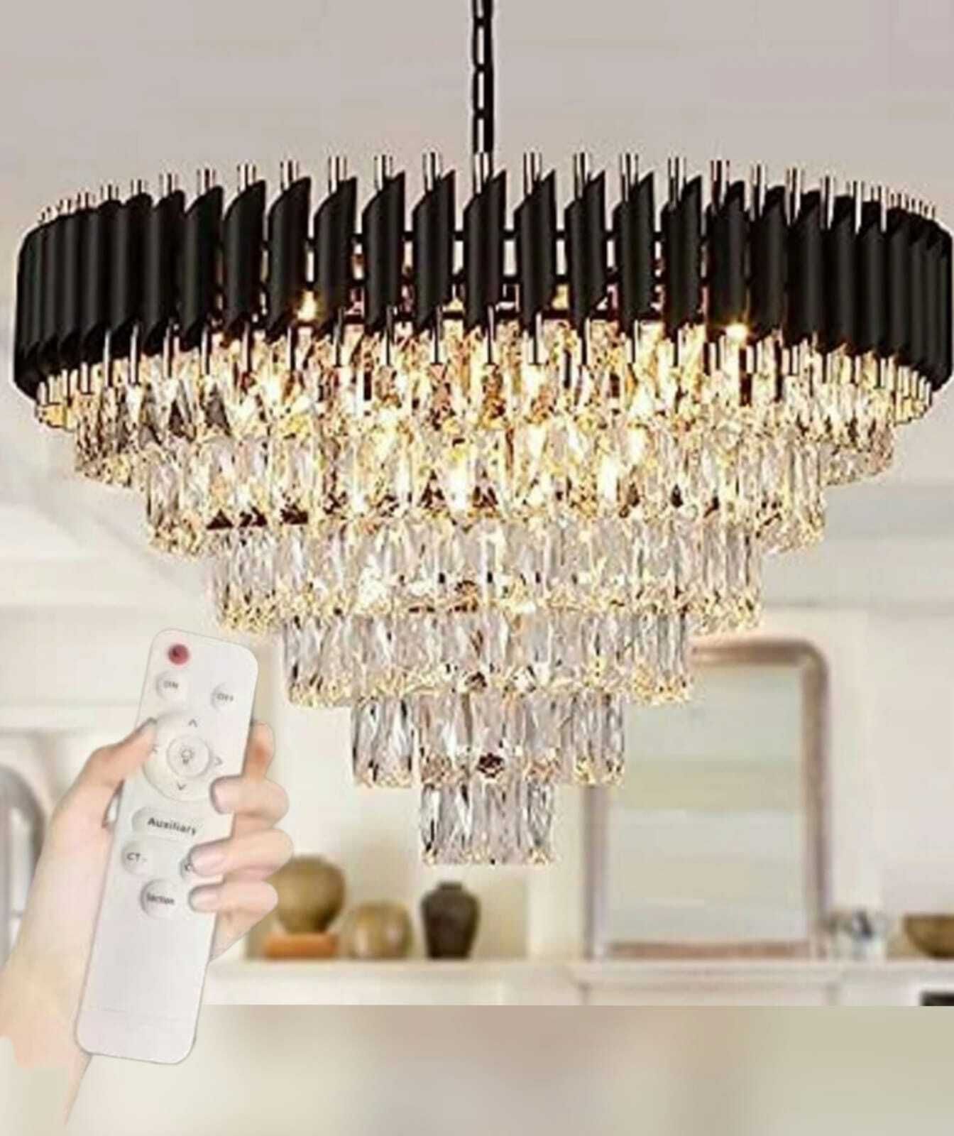 yavik Bluetooth chandelier with music and Remote Moving crystal 600mm BlackGold jhumar Chandelier Ceiling Lamp-picture-27