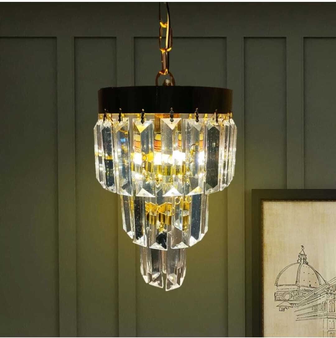 160mm Crystal Chandelier for Home Decor, Jhumar for Ceiling, LED Bulb Included Chandelier Ceiling Lamp