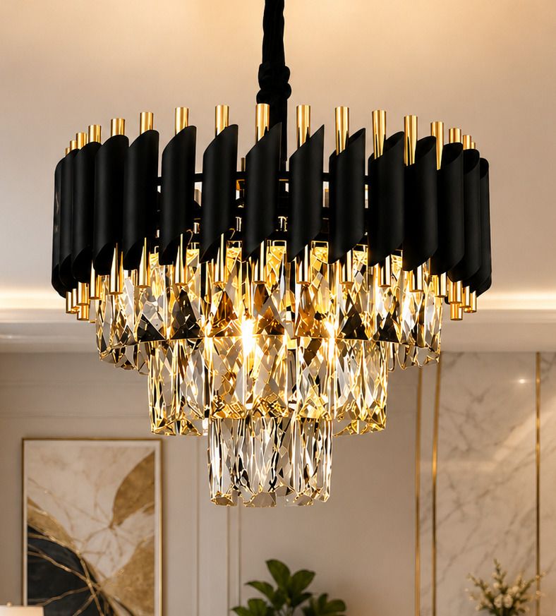 400MM Light LED Crystal Chandelier with Remote Control (Black,Gold) Chandelier Ceiling Lamp-image-18