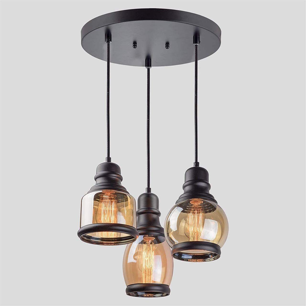 3 Lights Round Cluster Chandelier Black Diamond Hanging Pendant Chandelier Ceiling Lamp-image-42
