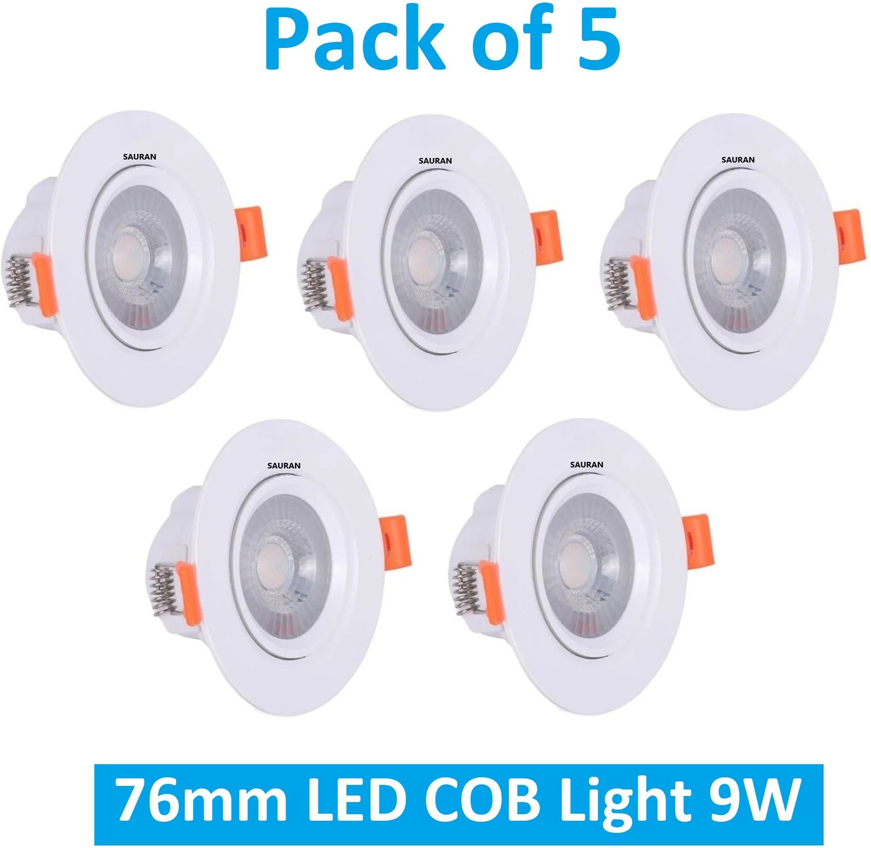 sauran Pack of 5 76mm LED COB Pure White Light 9W LEC14.3 (With Warranty) Ceiling Light Ceiling Lamp-picture-32