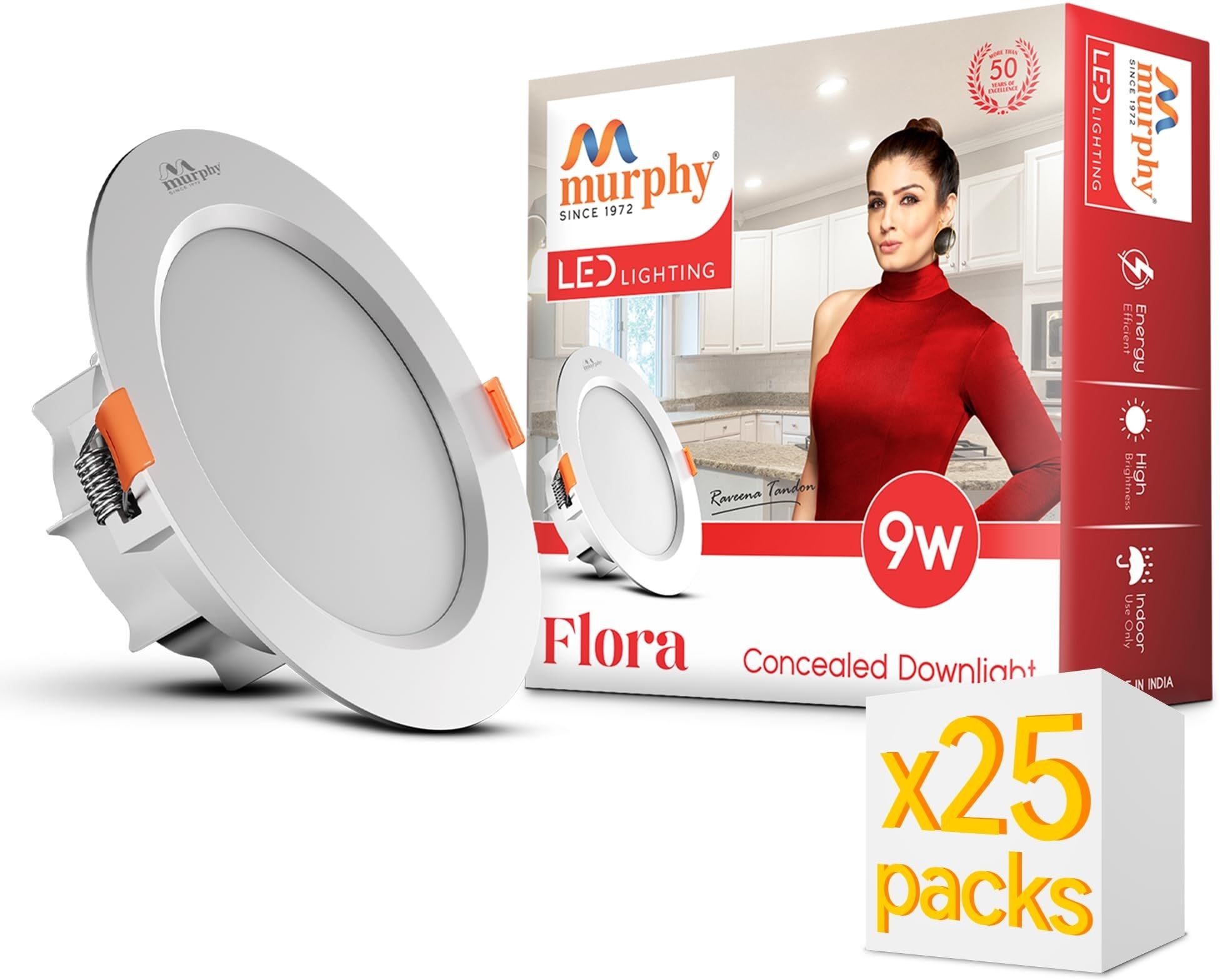 Flora 9W LED Downlight, Natural White, Round, Pack of 25 Ceiling Light Ceiling Lamp-image-41