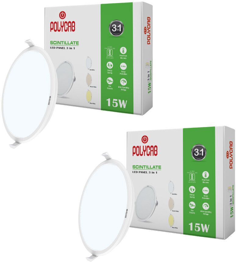 Polycab 15W Scintillate 3-in-1 Color Changing LED Panel Light Recessed Ceiling Lamp-image-31