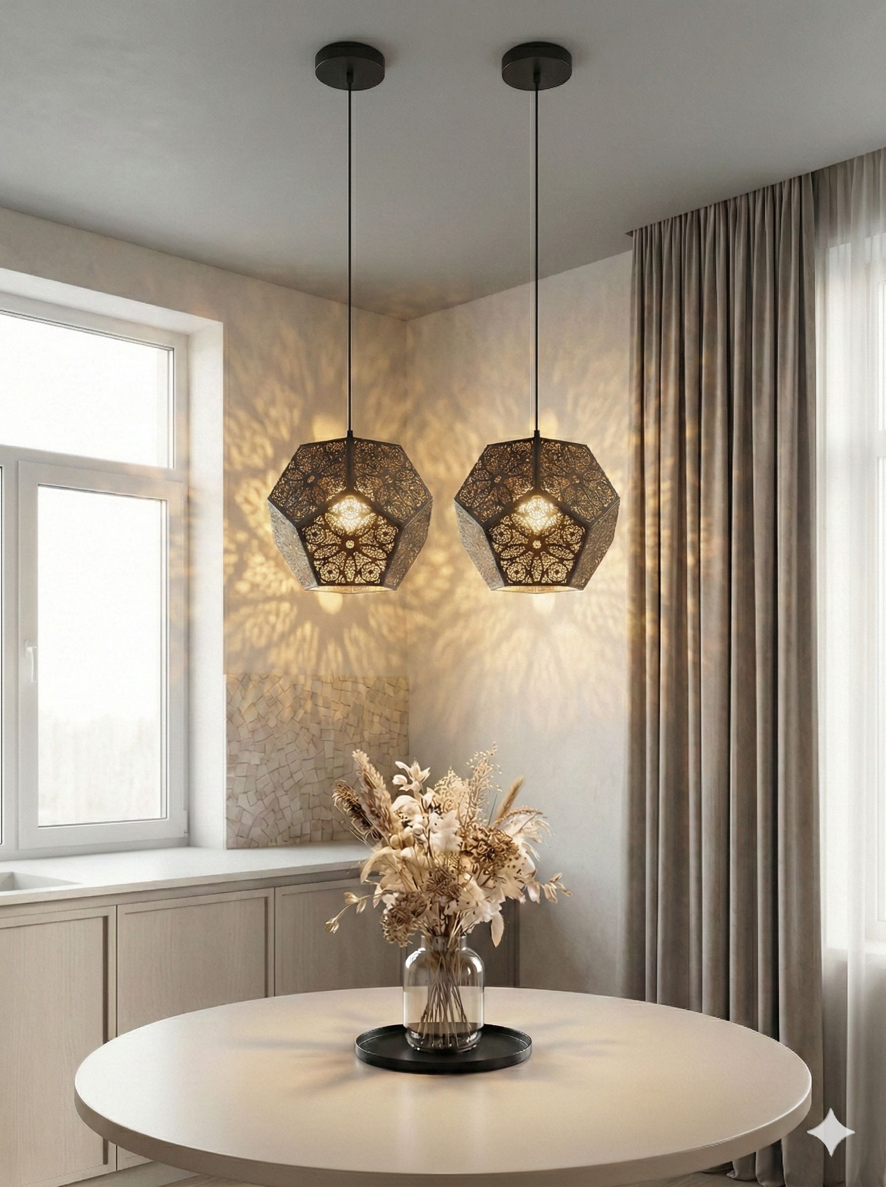 DECORATIVE SET OF 2 HEXAGONAL Pendant Lamp Ceiling Lamp-image-1
