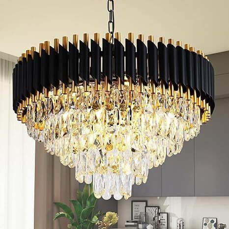 crystal Black Gold metal polish 600mm chandelier hanging ceiling pendant Light Chandelier Ceiling Lamp-image-40