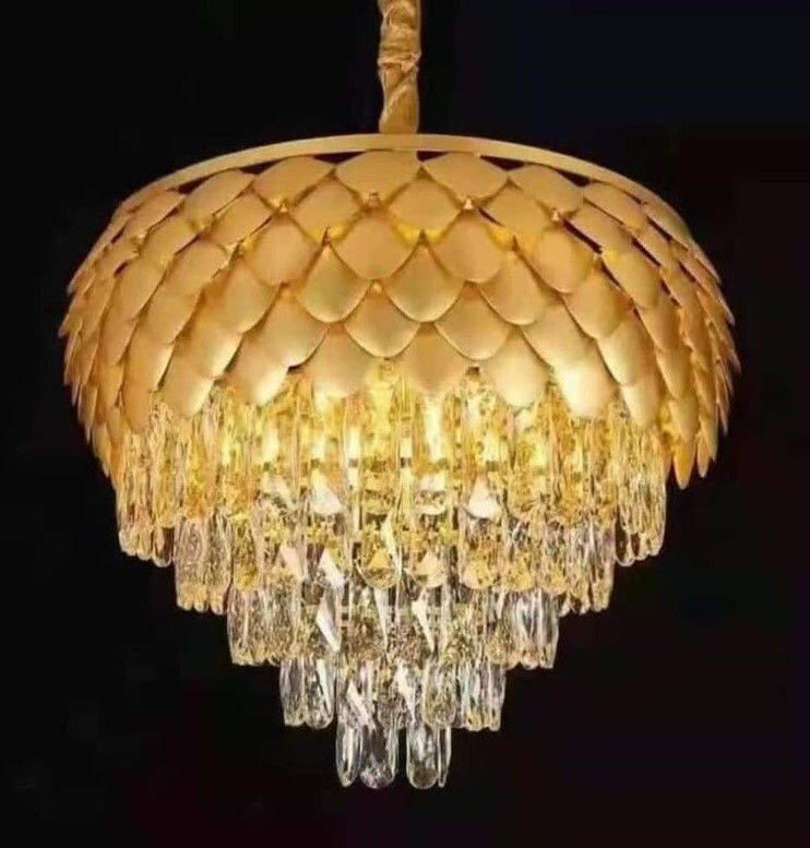 prmoagen 400 MM Pine Apple Crystal Jhumar Chandelier Ceiling Lamp For Living Room Chandelier Ceiling Lamp-picture-11