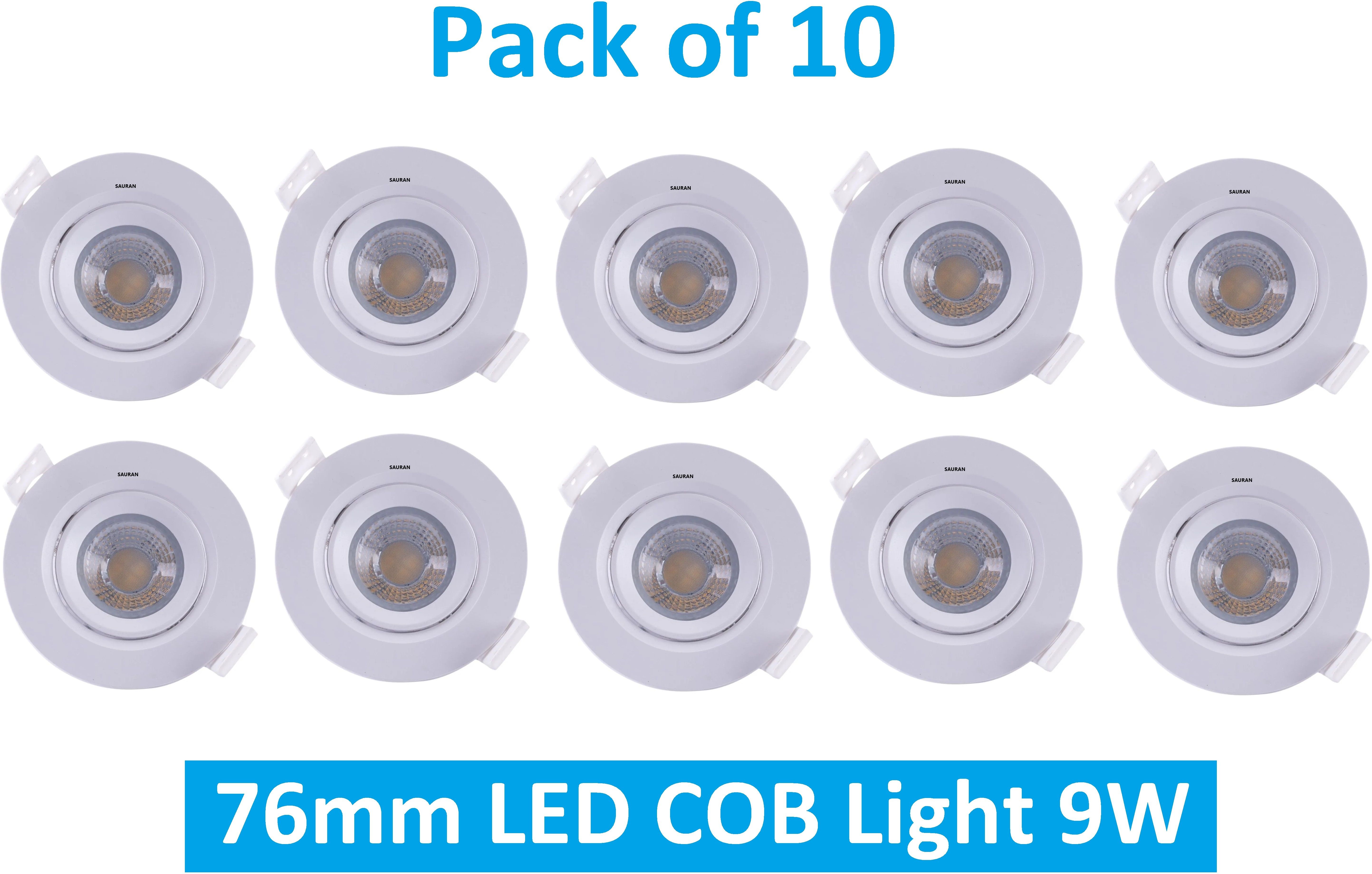 sauran Pack of 10 76mm LED COB Pure White Light 9W LEC24.4 (With Warranty) Ceiling Light Ceiling Lamp-picture-0