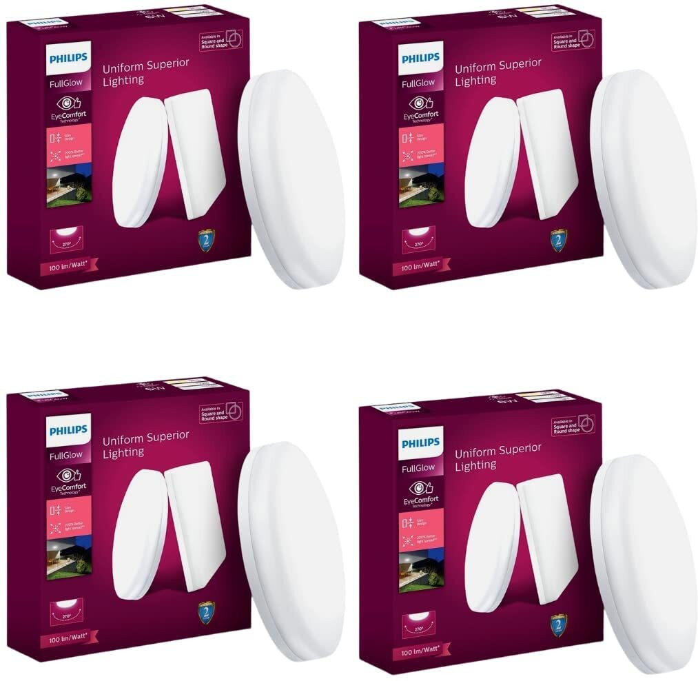 philips Full Glow 18-watt Round LED Surface Downlighter,Cool Day Light, Pack of 4 Ceiling Light Ceiling Lamp image 1