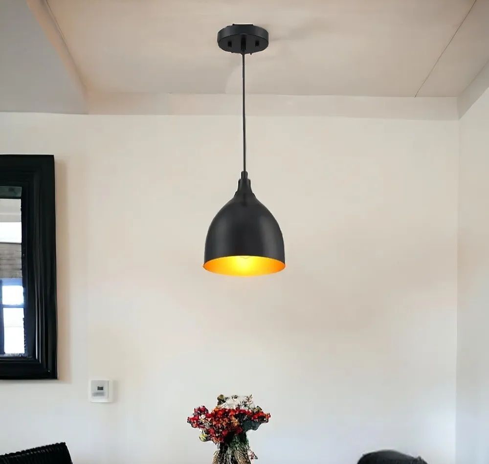 GLOMZY 6 Inch Aluminium Black Pendant Ceiling Light with LED Bulb (Pack of 1) Ceiling Light Ceiling Lamp-picture-23