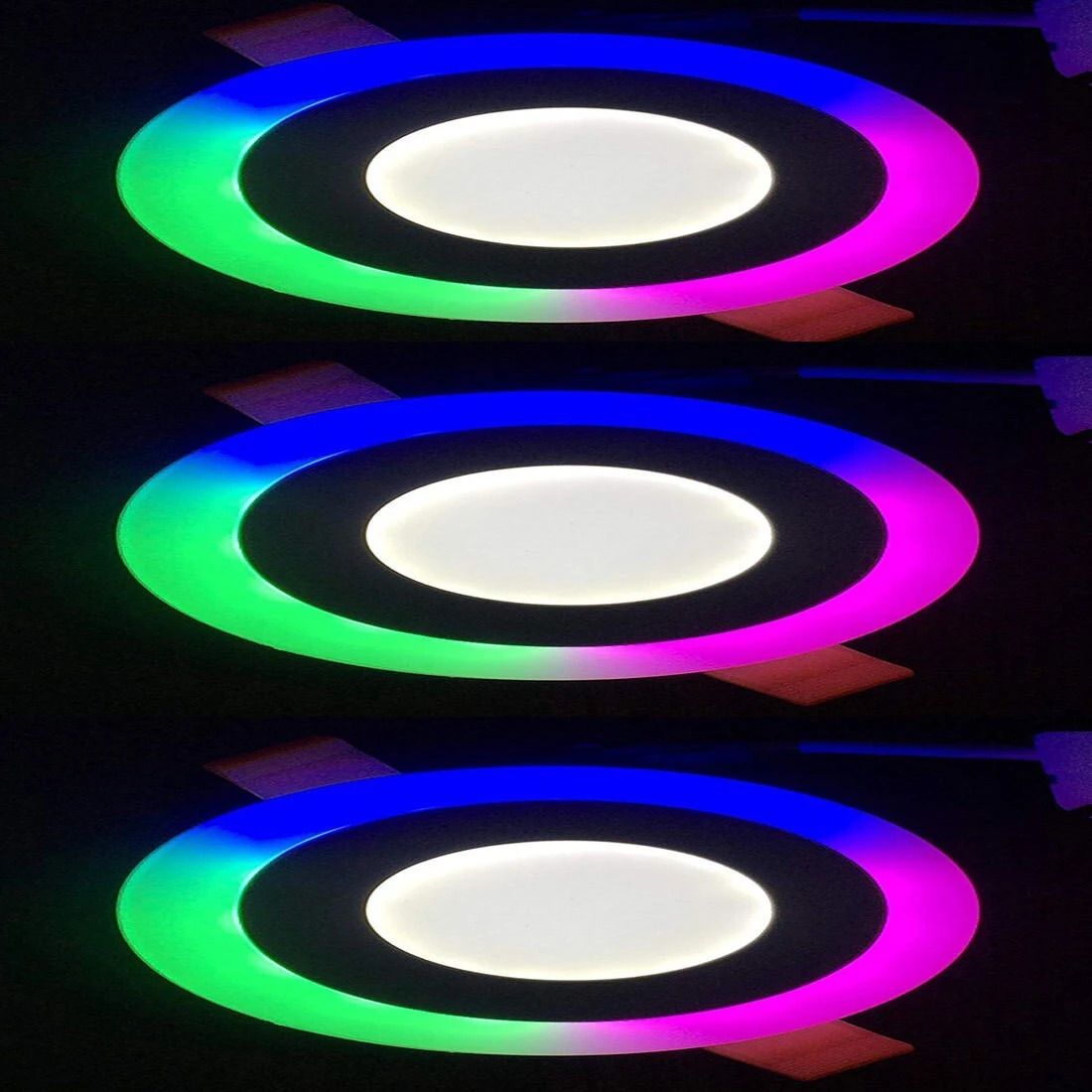 6 watt (3+3) LED Round Panel Light Ceiling POP Down Indoor Light LED 3D Effect Lighting (Double Color) Multi Coloured & White pack of 3 Recessed Ceiling Light Ceiling Lamp-image-25