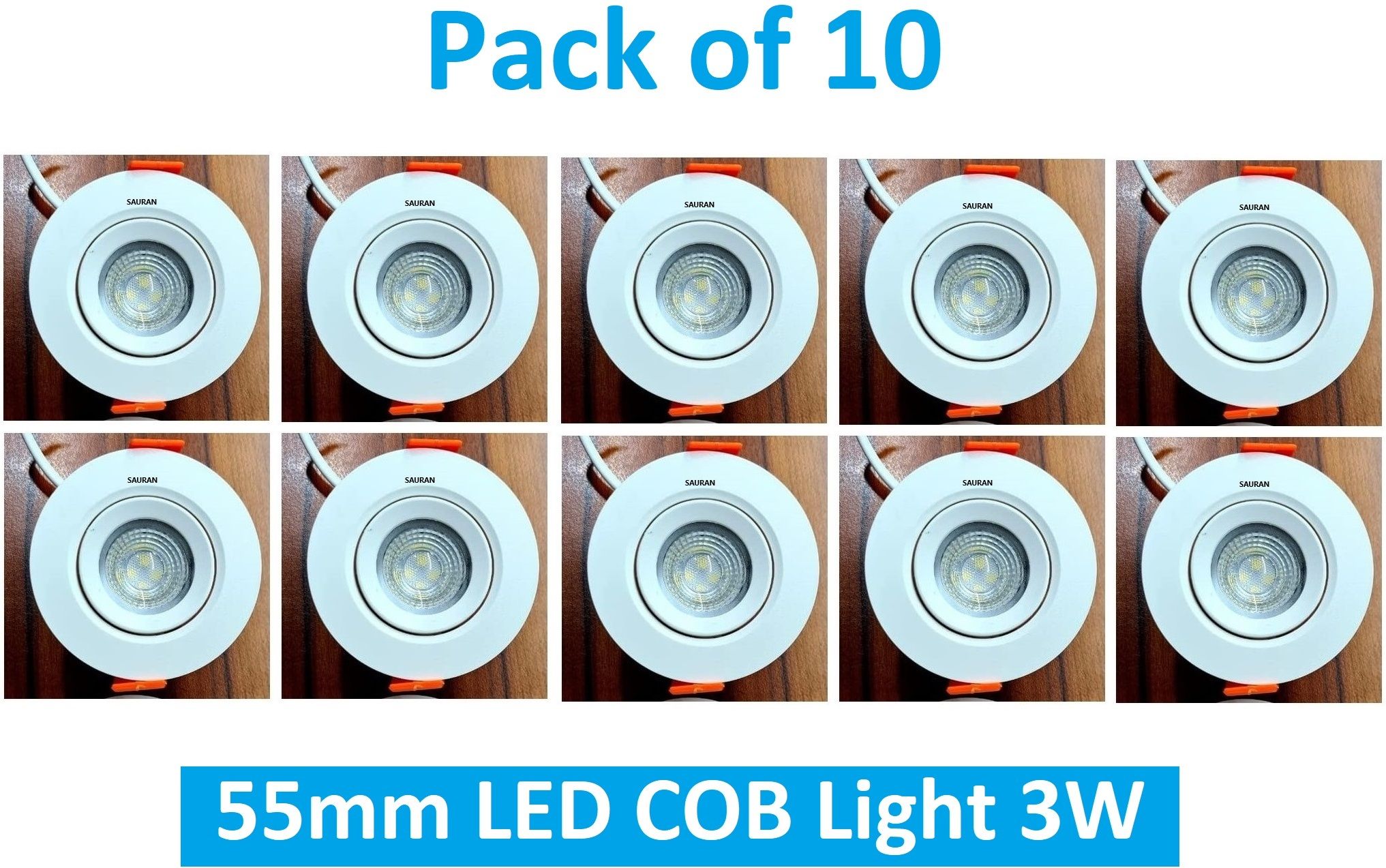 sauran Pack of 10 55mm LED COB Pure White Light 3W LEC5.4 (With Warranty) Ceiling Light Ceiling Lamp-picture-34