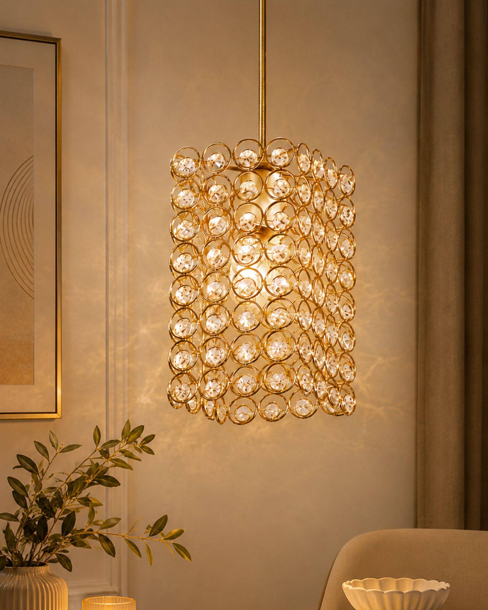 glowhere Moroccan Golden Jali Rectangle Ceiling Pendant Light Ceiling Light Ceiling Lamp-picture-47