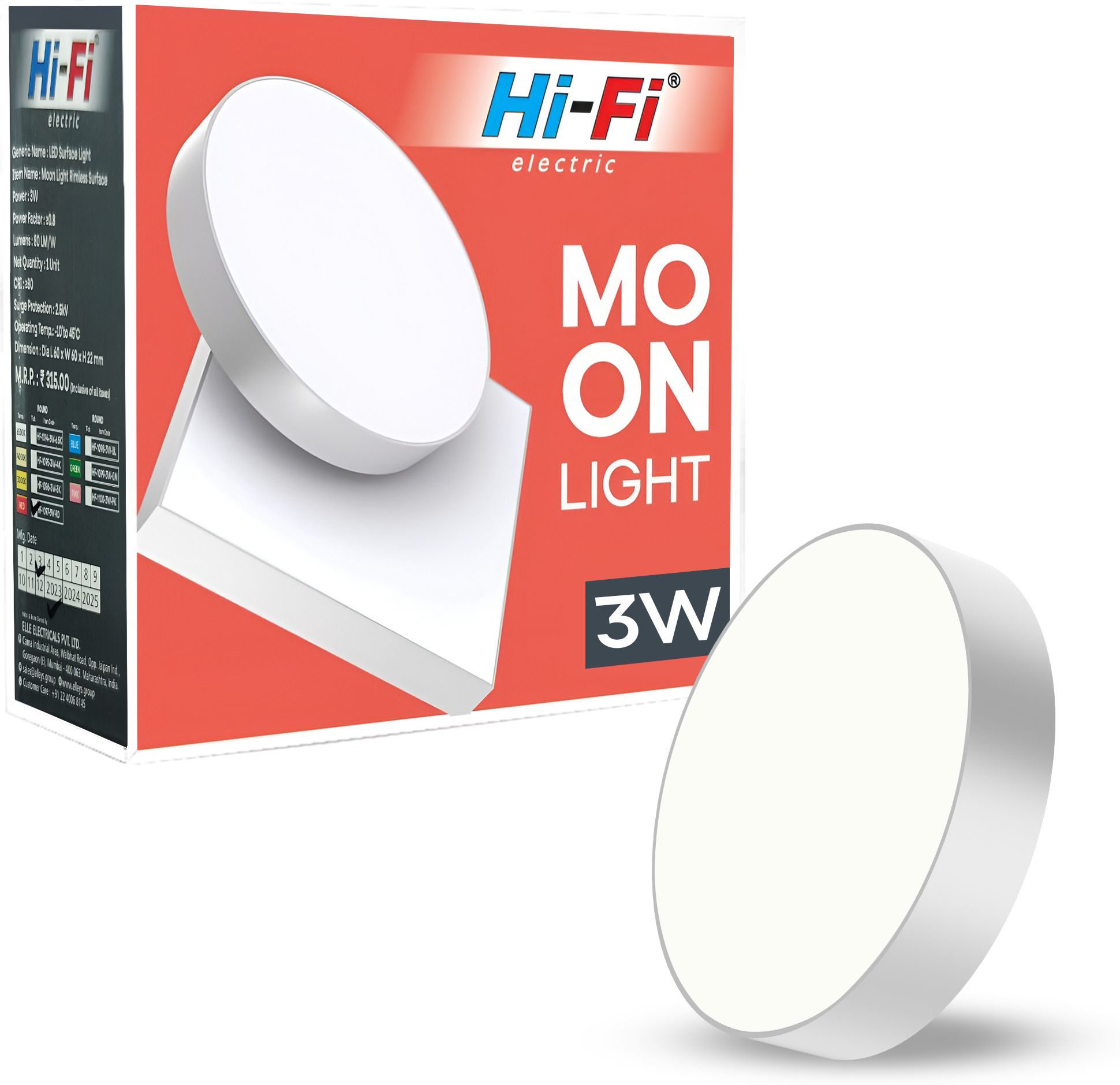 hi-fi Moonlight 3W Rimless LED Surface Panel Round Light|240 Lumens|Natural White Ceiling Light Ceiling Lamp-picture-10