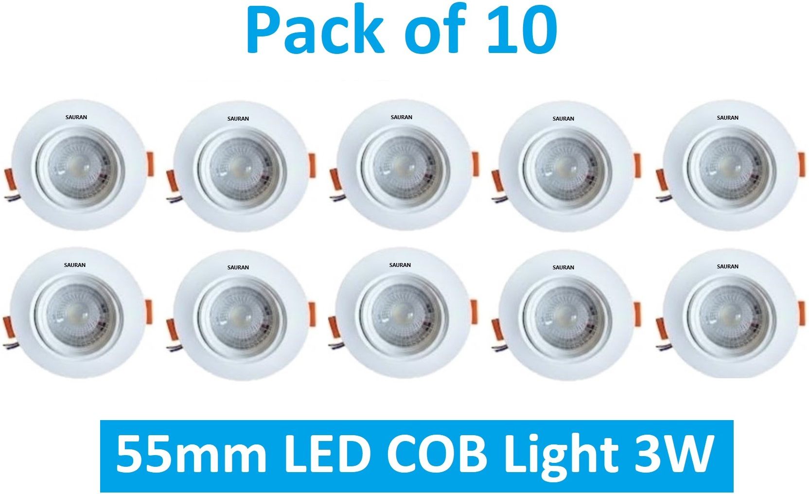 sauran Pack of 10 55mm LED COB Pure White Light 3W LEC3.4 (With Warranty) Ceiling Light Ceiling Lamp-picture-22