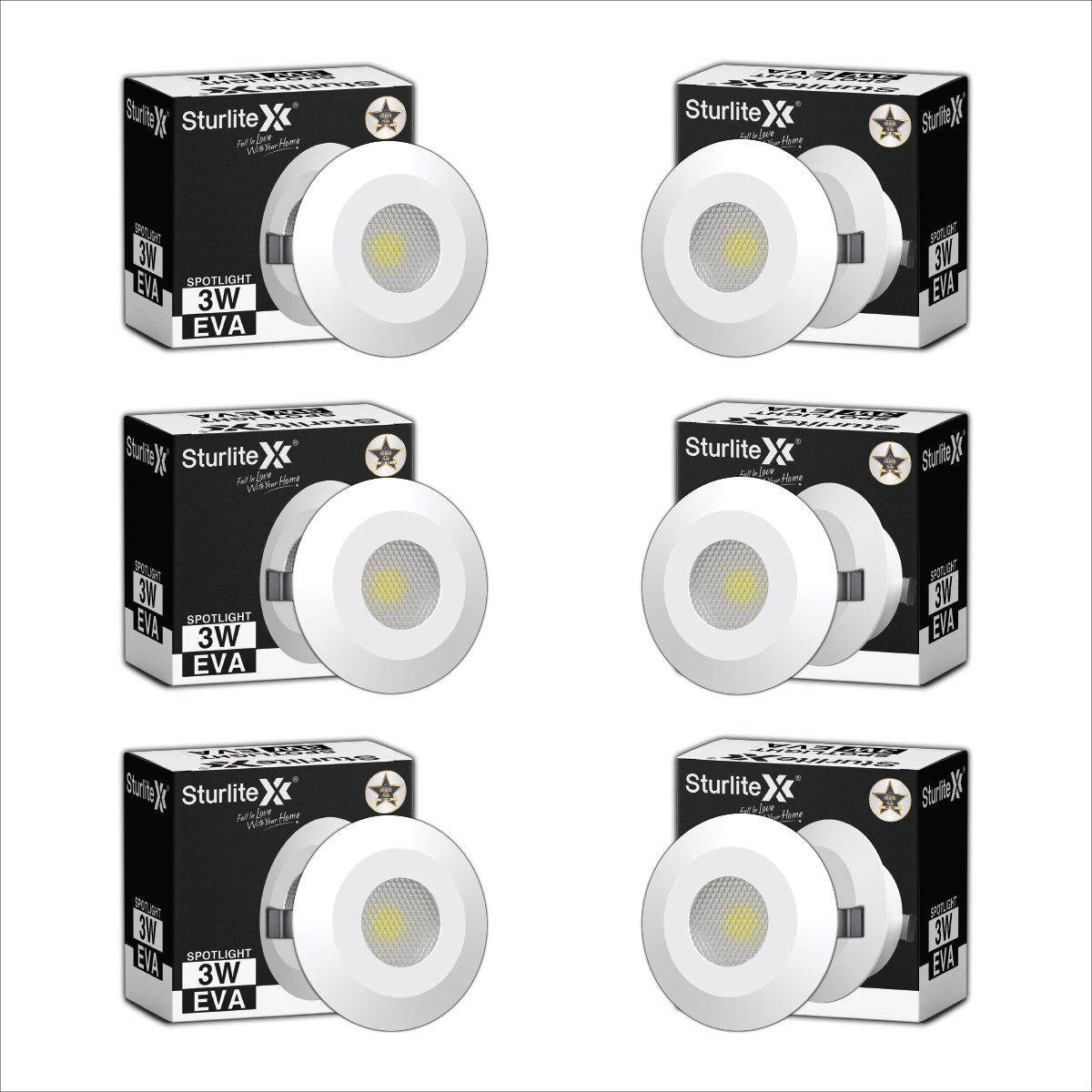 Eva 3W LED Spotlight|3000K Warm Temperature - (Pack of 6) Recessed Ceiling Lamp-image-49