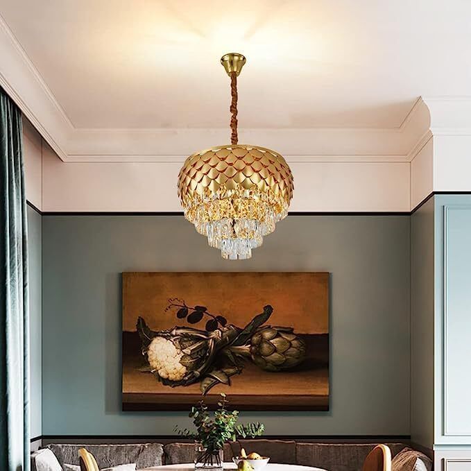 QR-08 400mm Pineapple Gold Crystal Chandeliers @08 Chandelier Ceiling Lamp-image-48